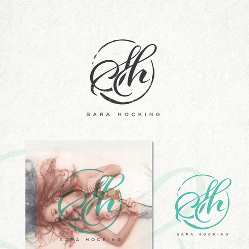 Flowing logo with the title 'Rustic Monogram/Initial logo for a female music artist'