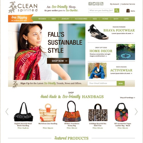Homepage website with the title 'Created a Landing Page for Clean Spirited'