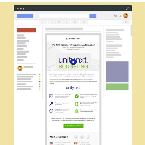 Mail design with the title 'Email Design Proposal for Confluence'