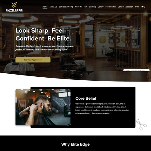 Design with the title 'Elite Edge Barbershop Design'