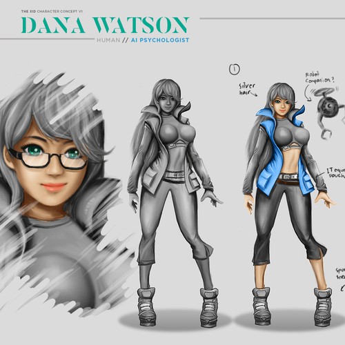 Concept art design with the title 'Video Game Character Concept'