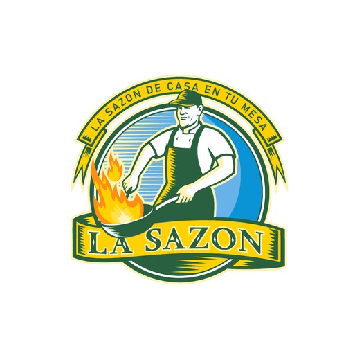 Woodcut logo with the title 'La Sazon'