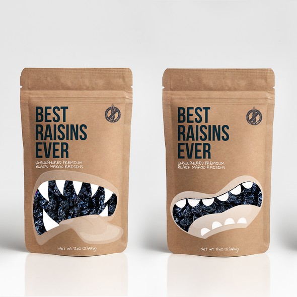 Mouth design with the title ' Package design for PREMIUM raisins'