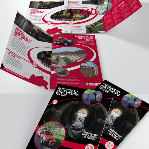 Folder design with the title 'Folder para Duke - Empresa Tratamento de Esgoto'