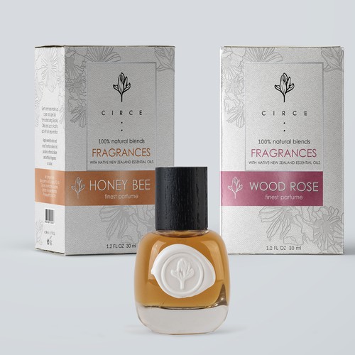 Embossed packaging with the title 'Packaging for Circe Fragrances'