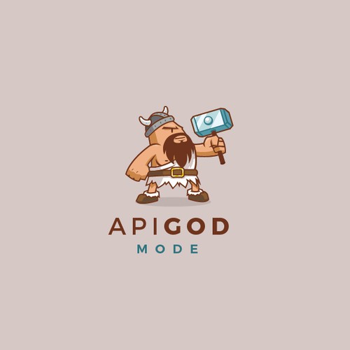 Viking ship logo with the title 'Simple cartoon character logo concept for API God mode.'
