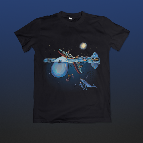 Comic t-shirt with the title 'Design a killer iceberg T-shirt.'