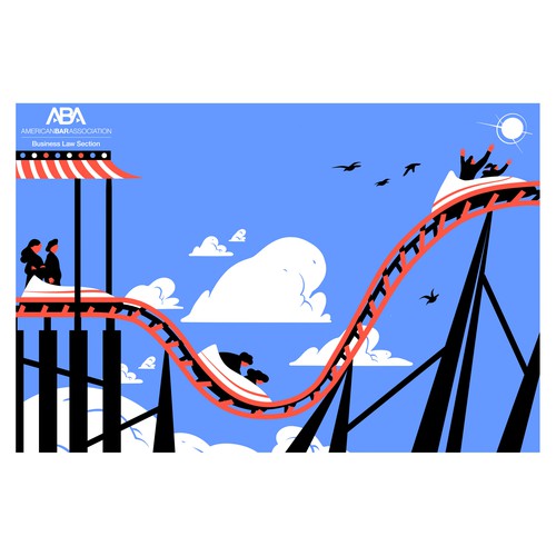 Sun artwork with the title 'Illustration de montagnes russes'