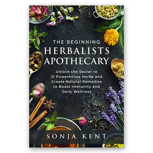 Aesthetic book cover with the title 'Beautifullly Natural Beginning Herbalism Book Cover'