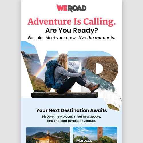 Design with the title 'Adventure travel email design'