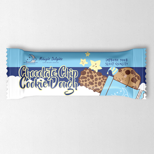 Biscuit packaging with the title 'Midnight Delights'