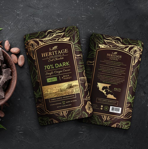 Chocolate design with the title 'Heritage Food Crafters'