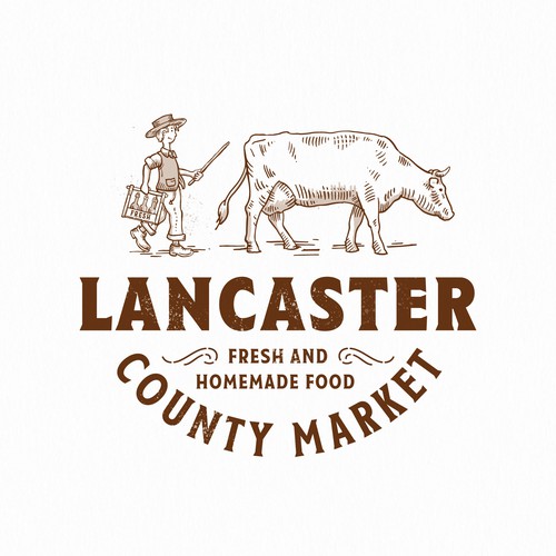 Brown logo with the title ' Logo Lancaster County Market'