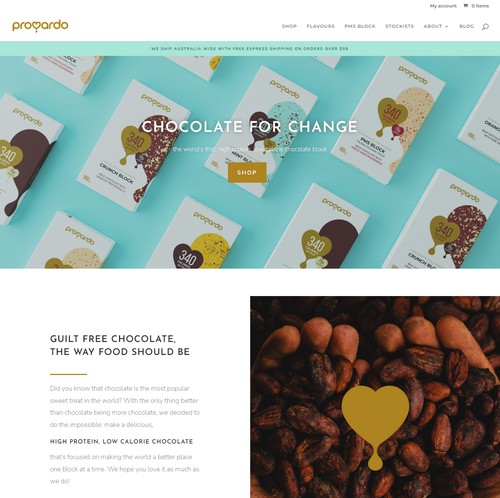 3D website with the title 'Provardo Chocolate - Chocolate for Change'