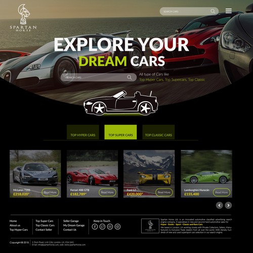 Black website with the title 'SPARTAN HORSE'