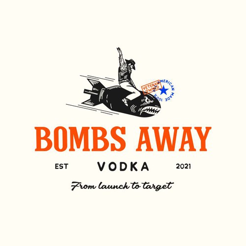 Cowboy logo with the title 'American-made Vodka Logo Design'