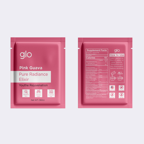 Pink packaging with the title 'Beauty Sachet Packaging Design for Women '