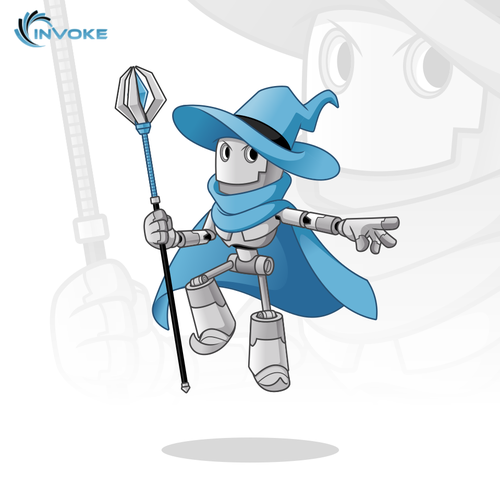 Wizard design with the title 'Mascot Design for Marketing a Tech Company'