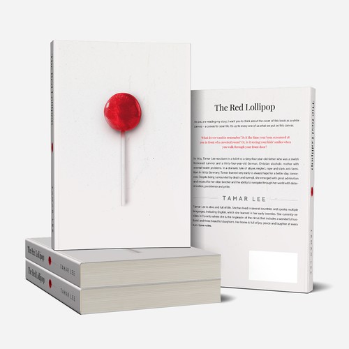 Biography book cover with the title 'The Red Lollipop - Biography Book cover design'