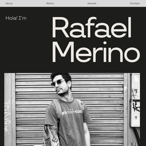 Black and white website with the title 'Clean and sophisticated website for a designer'