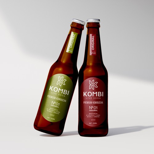 Kombucha label with the title 'Label Design for Kombucha Drink'