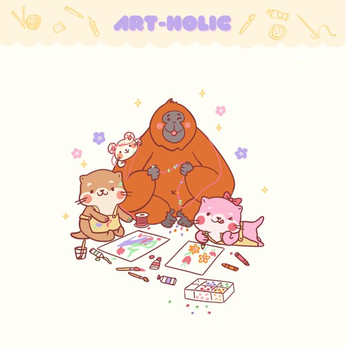Otter design with the title 'The Art Holic Family'