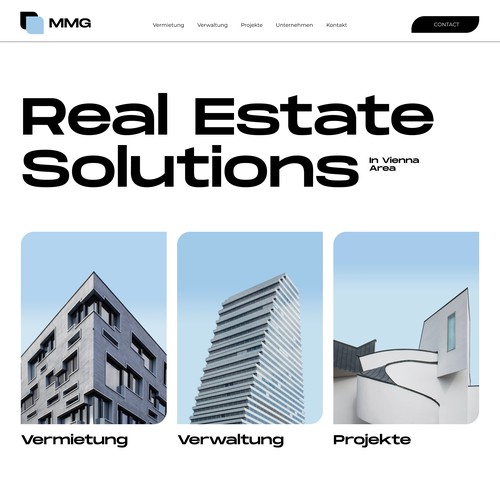 Weebly design with the title 'Clean and sophisticated website for MMG real Estate Solutions'