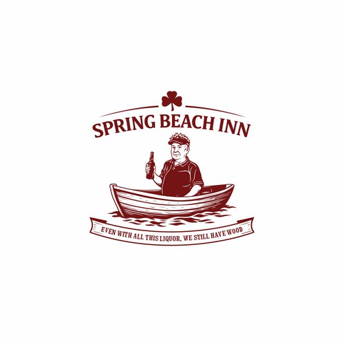 Irish pub logo with the title 'Spring Beach Inn — Distressed Irish Dive Bar Logo Concept'