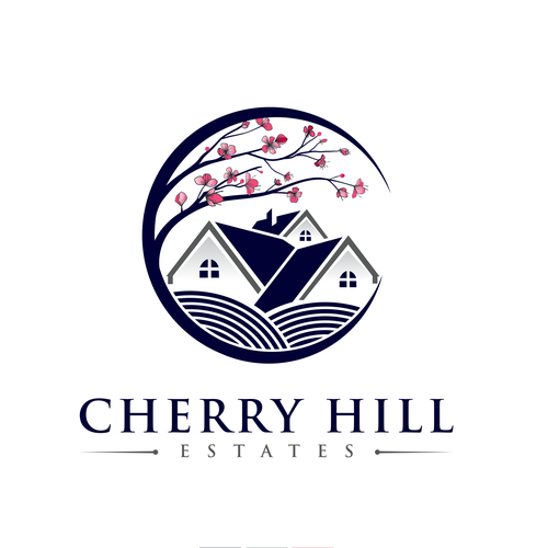 Cherry blossom design with the title 'Cherry Hills Estates'
