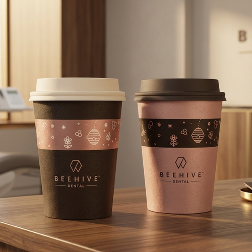 Dental design with the title 'Cup Design for BEEHIVE Dental'