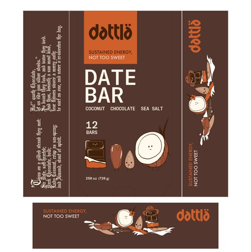 Nut packaging with the title 'Minimalist packaging for a date-based snack bar '