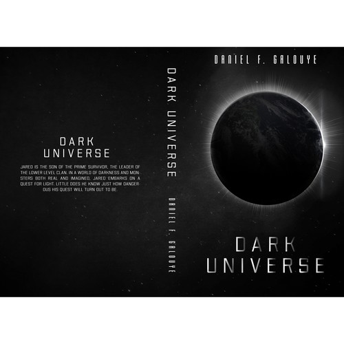 Black book cover with the title 'Dark universe.'