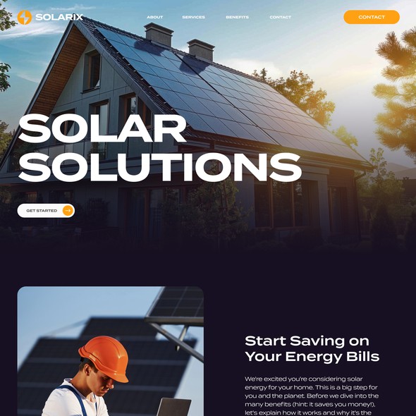 Solar panel design with the title 'Modern website for Solar Panels company'