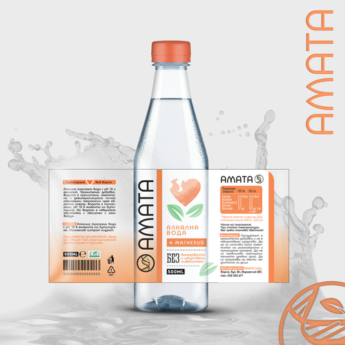 Fresh label with the title 'AMATA - magnesium water'