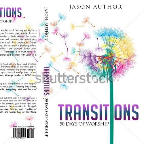 Transition design with the title 'Cover design for a book on worship'