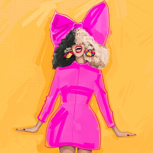 Portrait artwork with the title 'Sia Illustration'