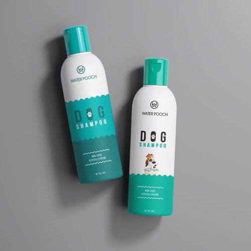 Water packaging with the title 'Dog product packaging'