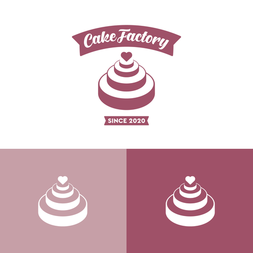 Ribbon logo with the title 'Vintage design for the Cake Factory.'