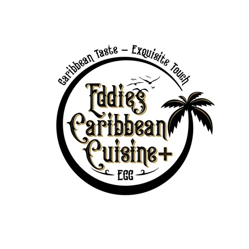 Cuisine design with the title 'Eddies Caribbean Cuisine'