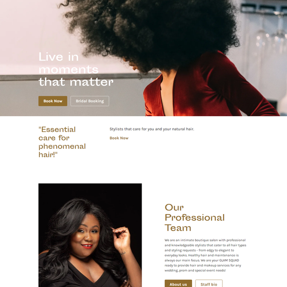 Hair salon design with the title 'WEBSITE DESIGN FOR HAIRDERSSER SALON - SUITE 15'