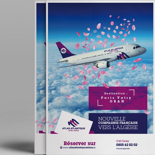 Flying design with the title 'Atas Airline Company Poster'