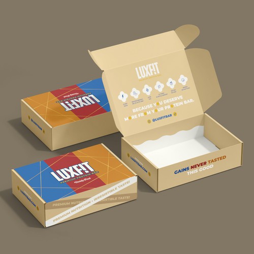 Winning design with the title 'LUXFIT Premium Protein Bar'