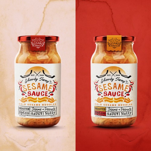Sauce label with the title 'sesame sauce - Shorty Tang & Sons'