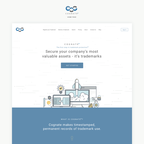 Blue website with the title 'Trademark consulting company website'