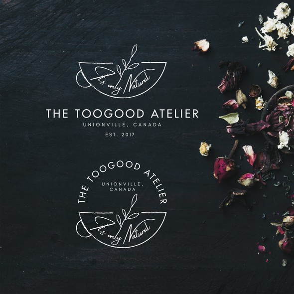 Tea leaf logo with the title 'Logo Design for Tea Atelier'