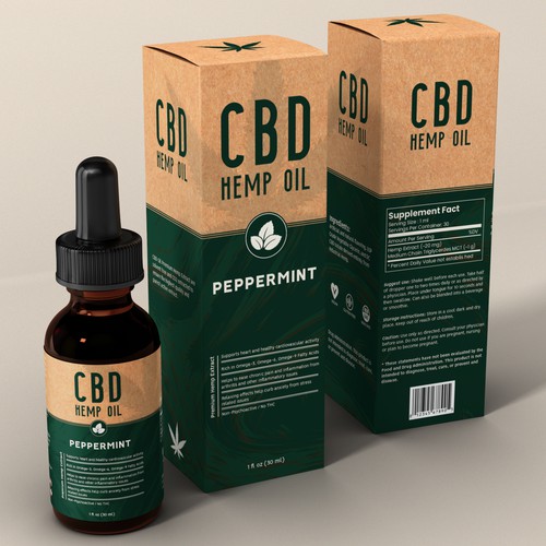 Hemp oil packaging with the title 'Modern and Unique Design for box'