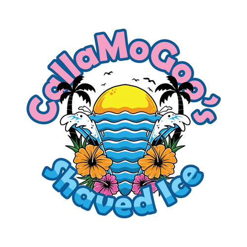 Tropical logo with the title 'Shaved ice'