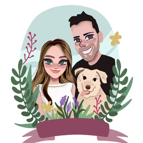 Wedding artwork with the title 'Weeding invitation cover illustration'