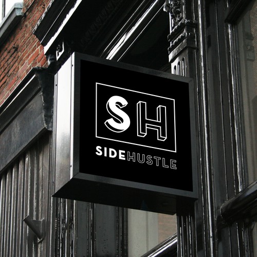 Hustle logo with the title 'Monogram and Wordmark for Event Space / Restaurant'