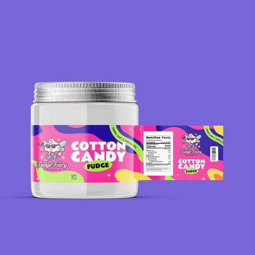 Typography packaging with the title 'Label Design for Fudge Fairy'